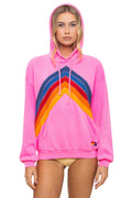 Retro MOUNTAIN STITCH CHEVRON PULLOVER HOODIE RELAXED - NEON PINK