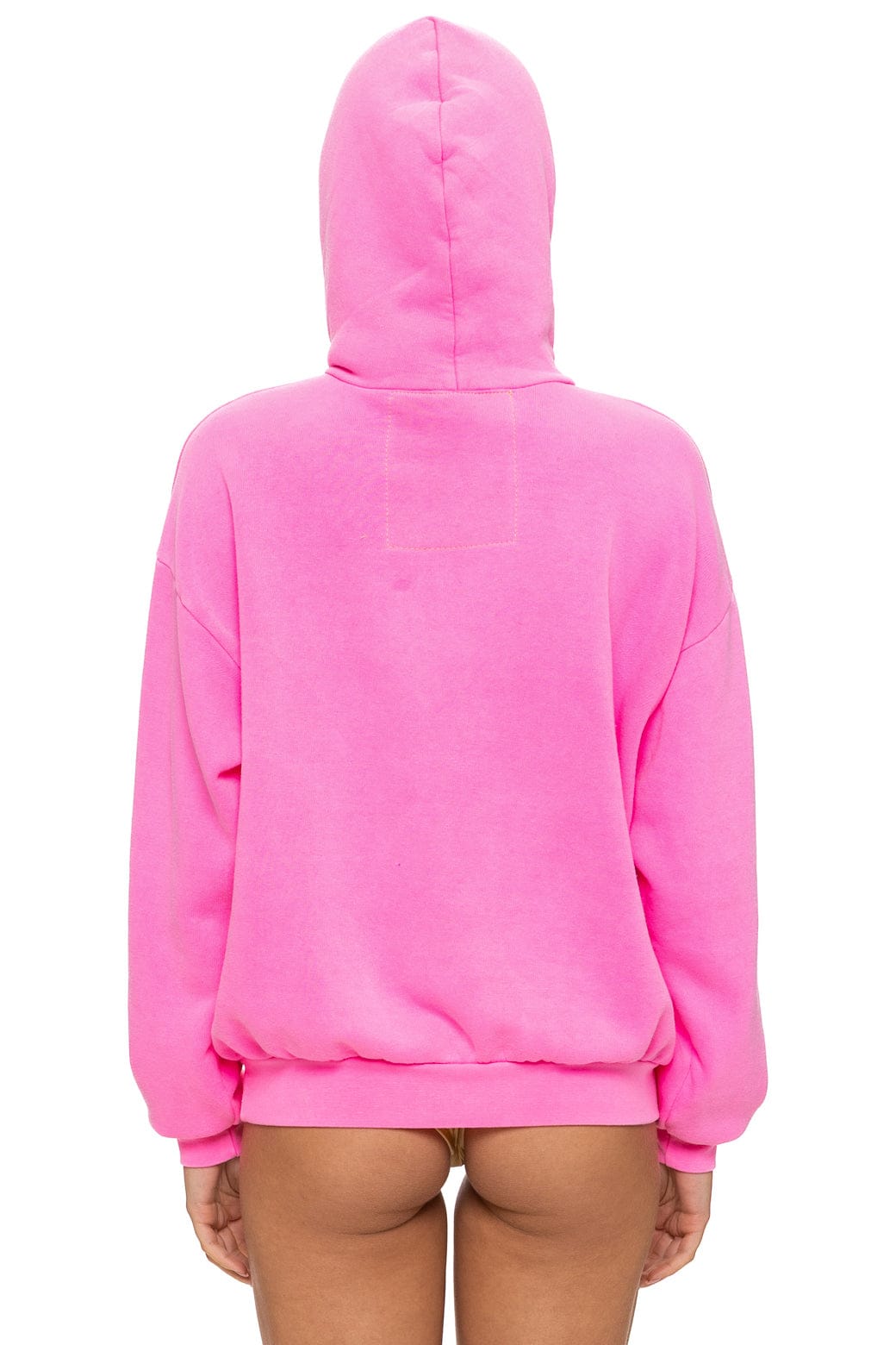 Retro MOUNTAIN STITCH CHEVRON PULLOVER HOODIE RELAXED - NEON PINK