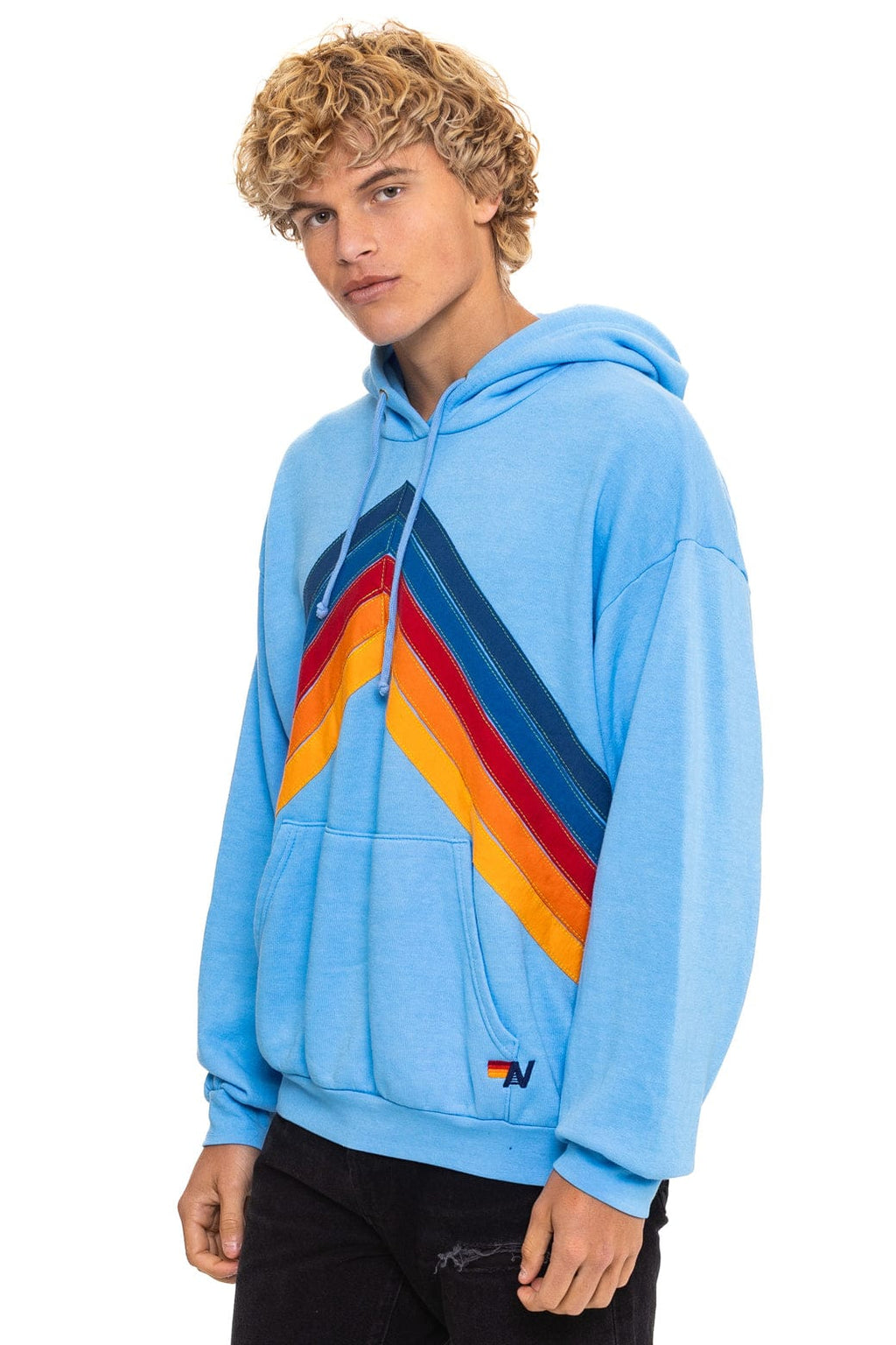 Retro MOUNTAIN STITCH CHEVRON PULLOVER HOODIE RELAXED - SKY