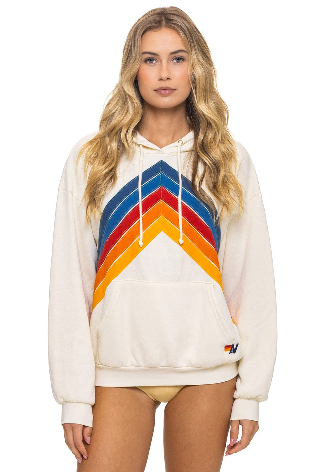 Retro MOUNTAIN STITCH CHEVRON PULLOVER HOODIE RELAXED - VINTAGE WHITE