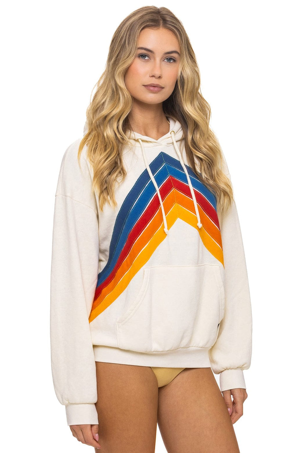 Retro MOUNTAIN STITCH CHEVRON PULLOVER HOODIE RELAXED - VINTAGE WHITE