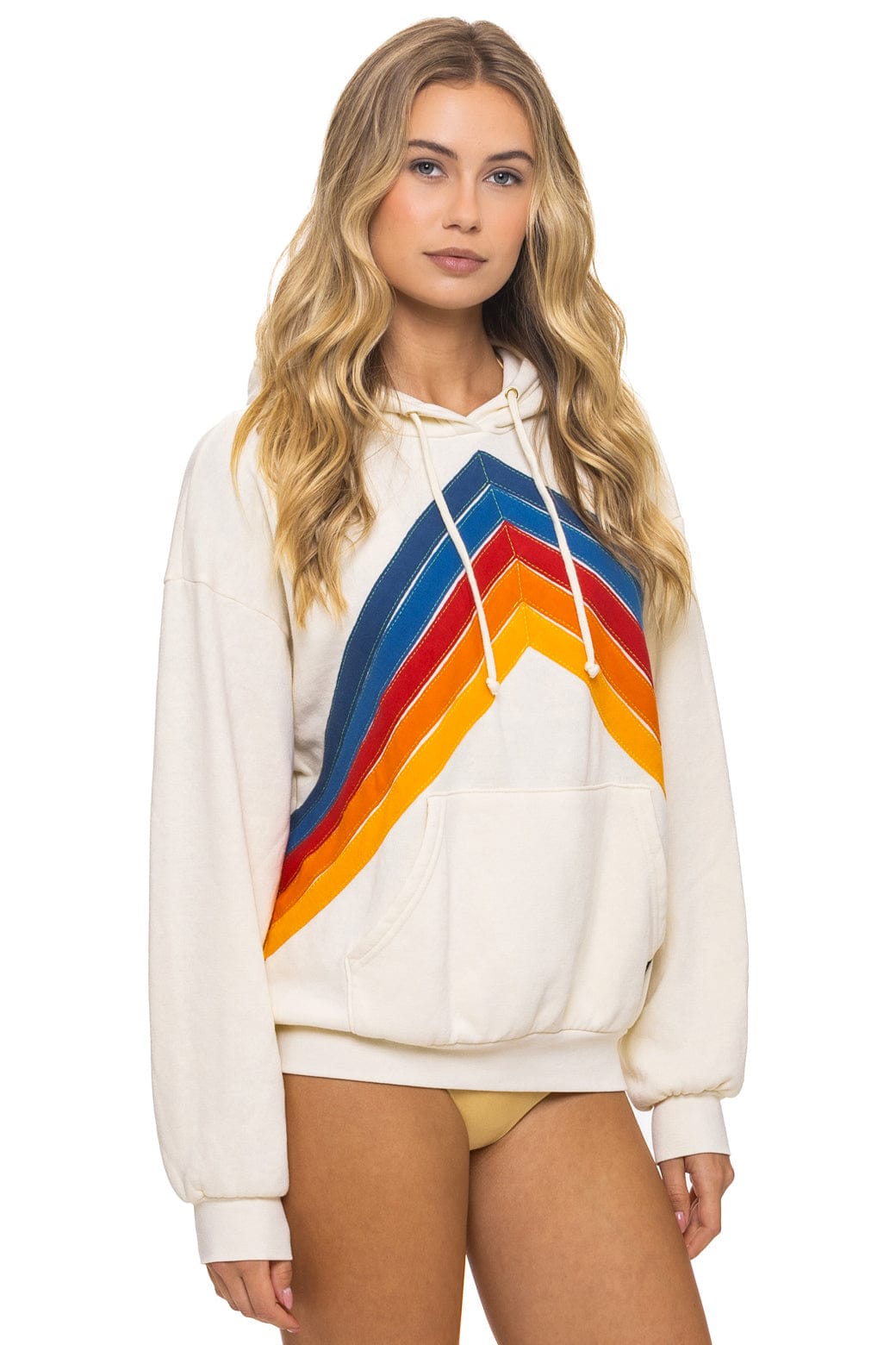 Retro MOUNTAIN STITCH CHEVRON PULLOVER HOODIE RELAXED - VINTAGE WHITE