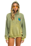 Retro CALIFORNIA PALM PATCH PULLOVER RELAXED HOODIE - FADED ARMY