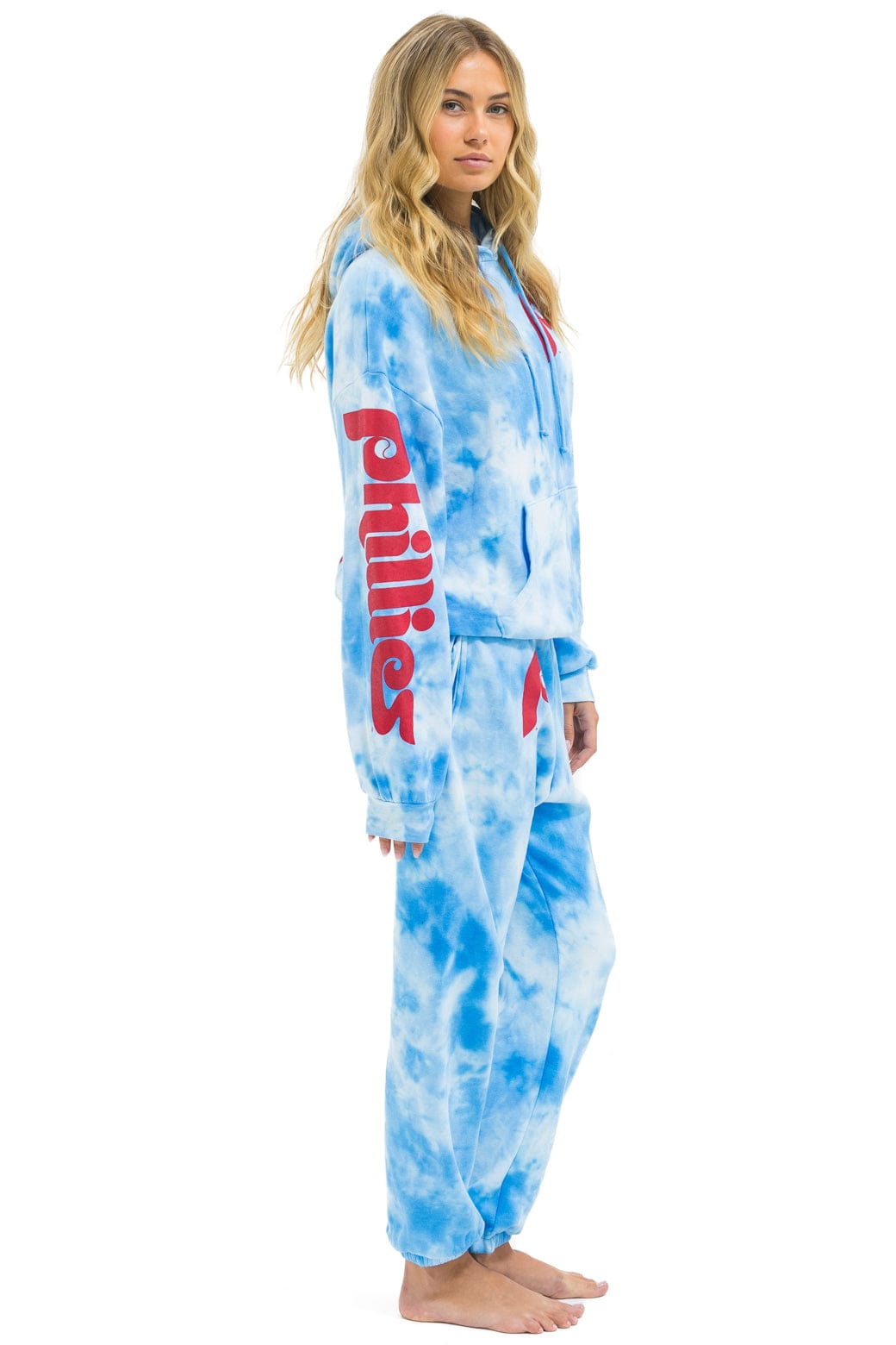 Retro PHILLIES HAND DYED SWEATPANTS - TIE DYE BLUE