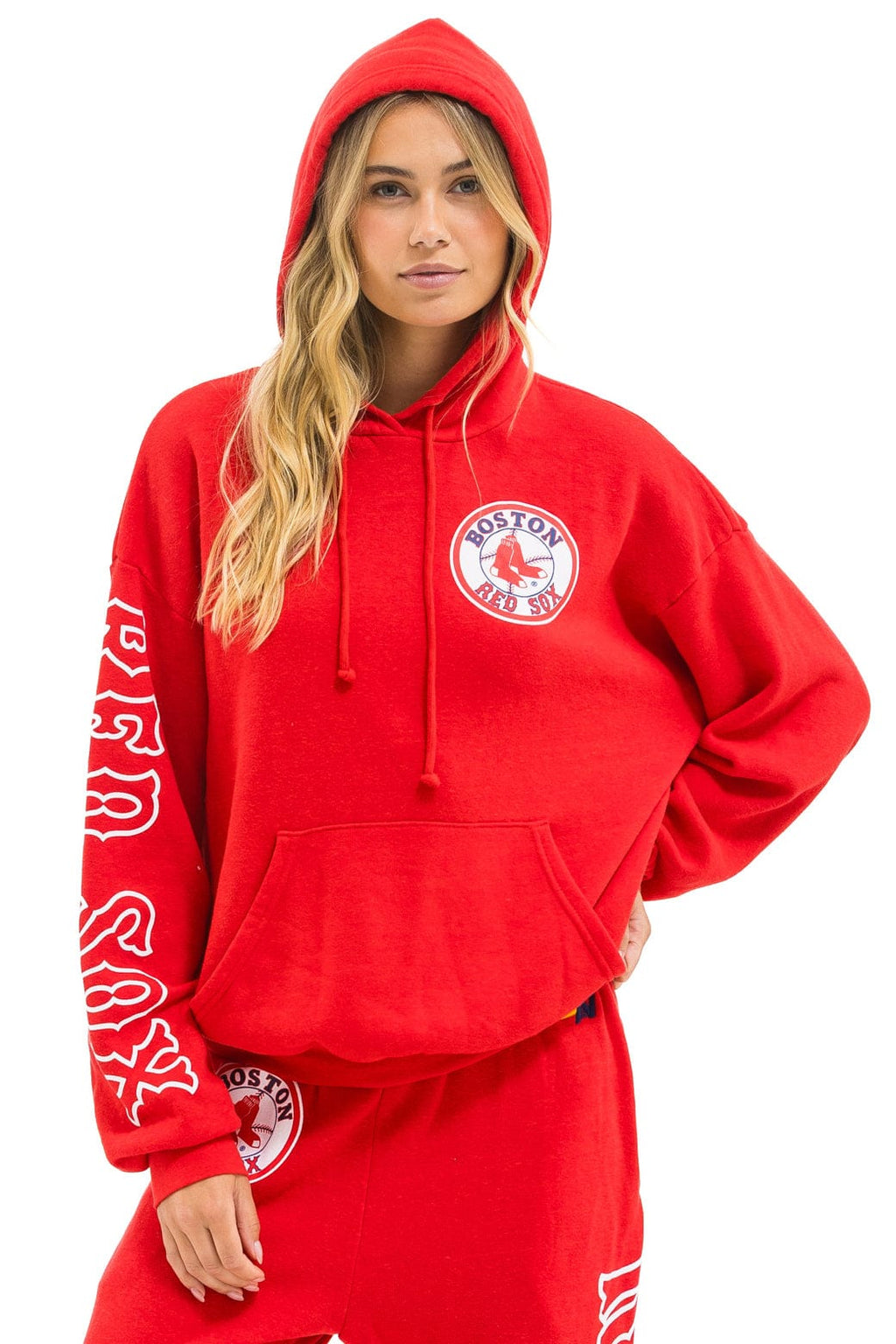 Retro RED SOX RELAXED PULLOVER HOODIE - RED