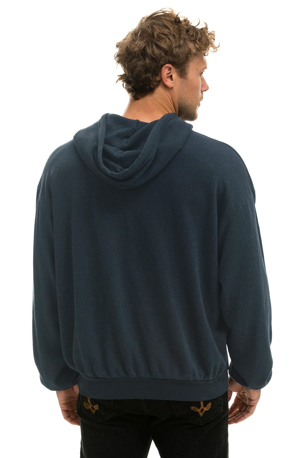 Retro 5 STRIPE RELAXED PULLOVER HOODIE - CHARCOAL