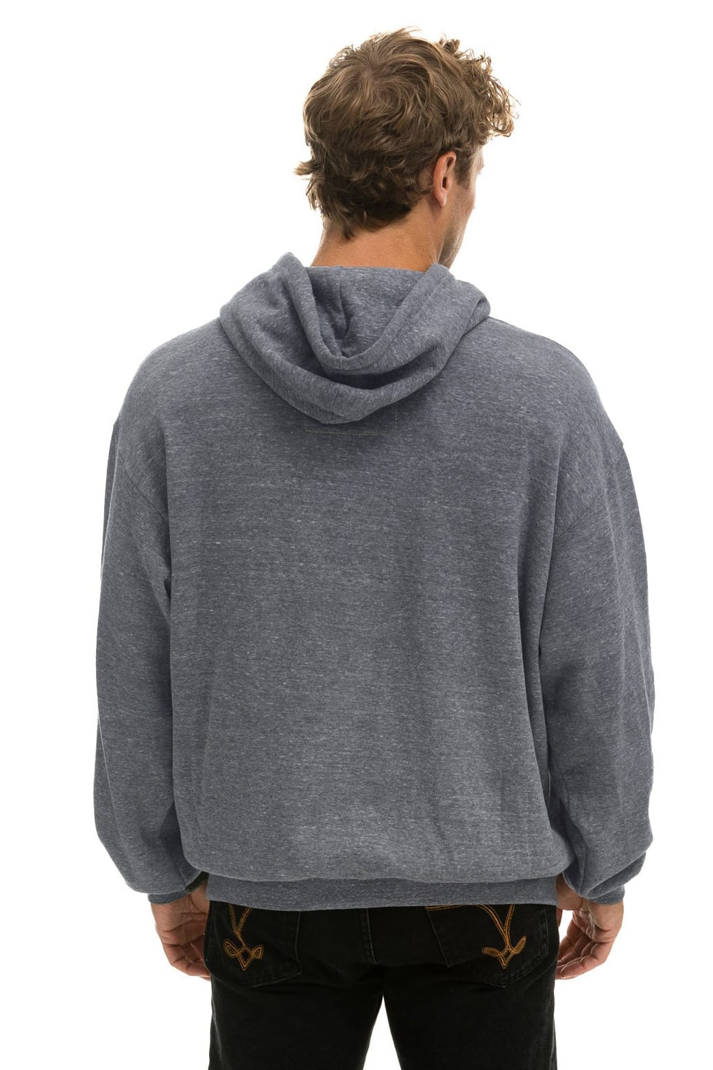 Retro 5 STRIPE RELAXED PULLOVER HOODIE - HEATHER GREY