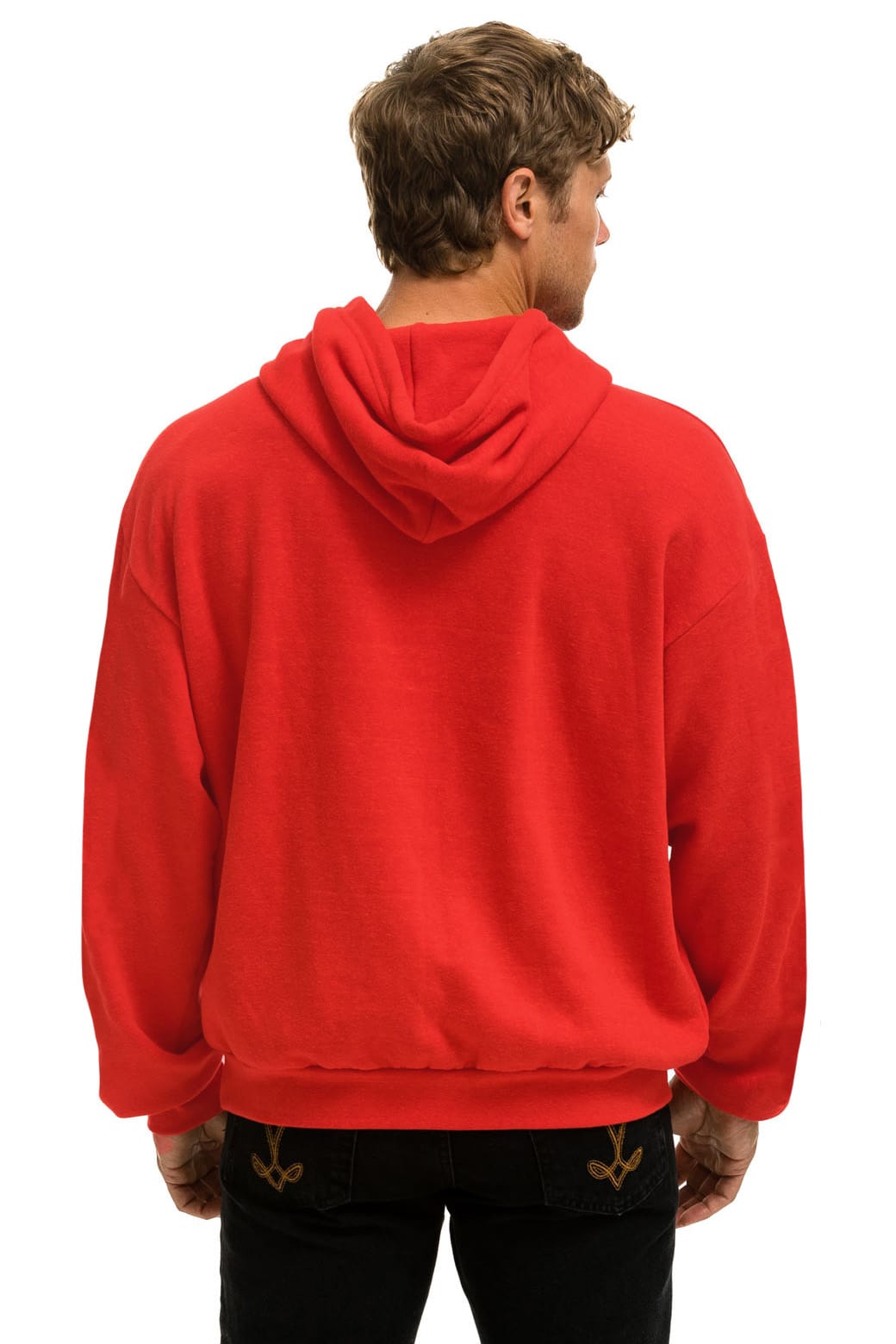 Retro 5 STRIPE RELAXED PULLOVER HOODIE - RED