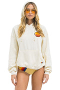 Retro SUNSET PATCH PULLOVER RELAXED HOODIE - VINTAGE WHITE