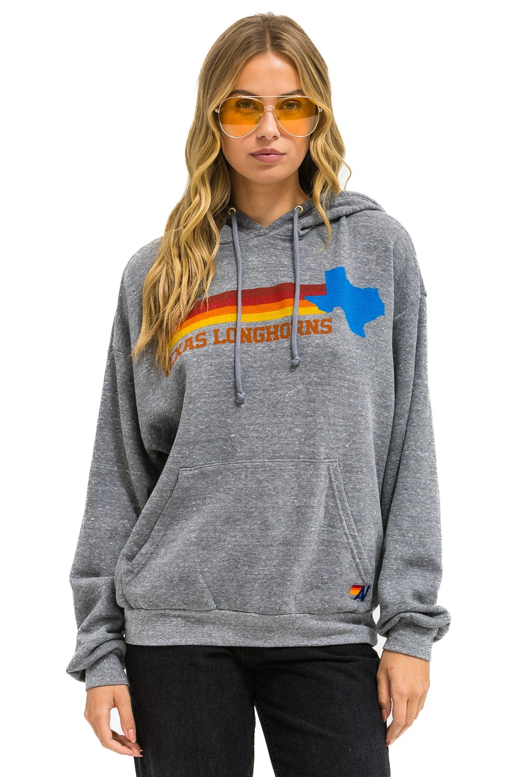 Retro UNIVERSITY OF TEXAS STATE LOGO PULLOVER HOODIE RELAXED - HEATHER