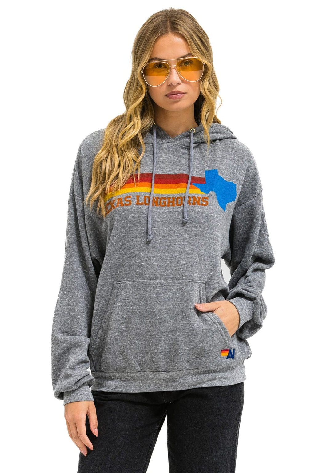 Retro UNIVERSITY OF TEXAS STATE LOGO PULLOVER HOODIE RELAXED - HEATHER