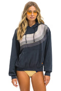 Retro WAVE STRIPE 4 PULLOVER HOODIE RELAXED - CHARCOAL CHARCOAL