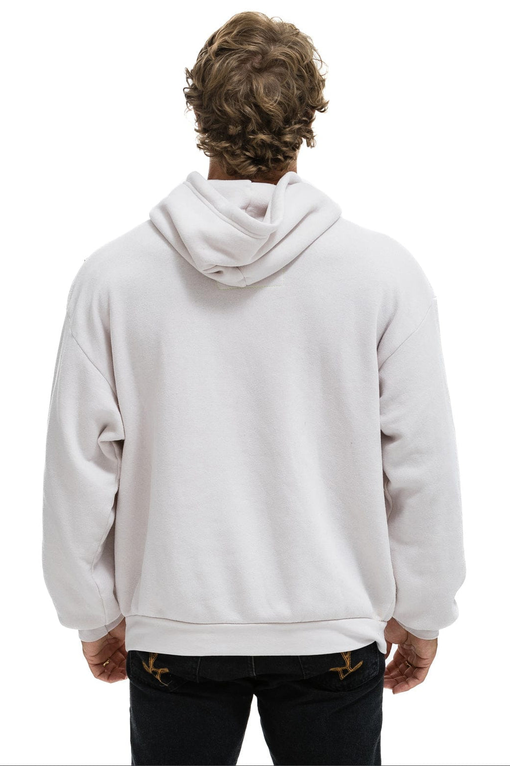 Retro CROSS STRIPE RELAXED PULLOVER HOODIE - DOVE GREY