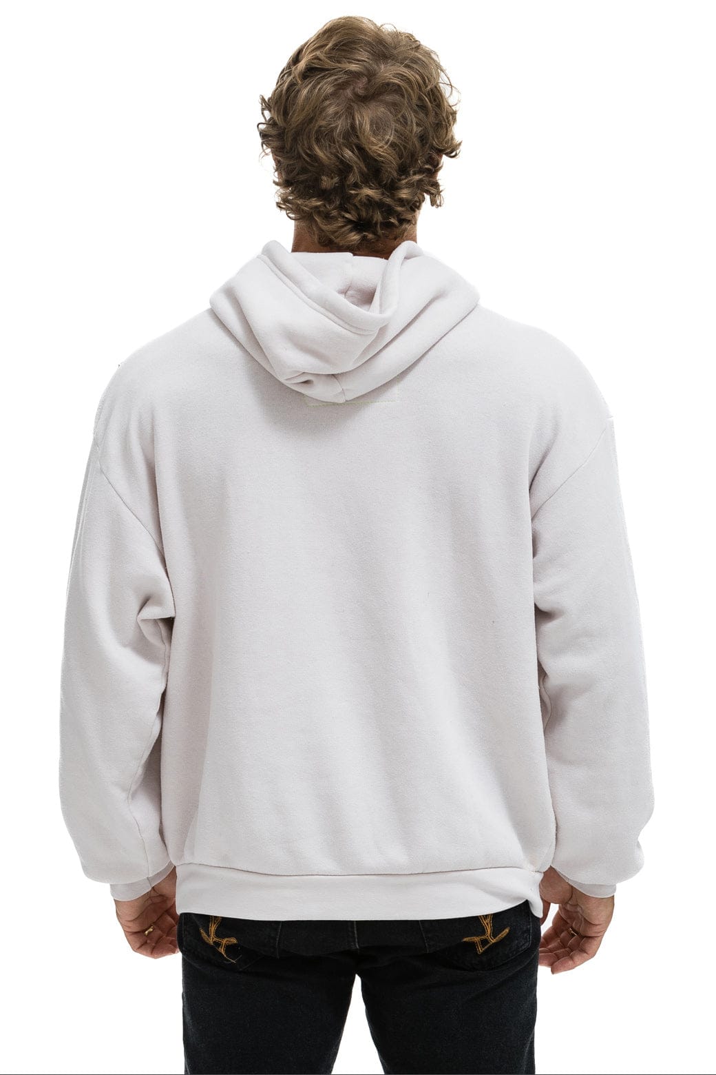Retro CROSS STRIPE RELAXED PULLOVER HOODIE - DOVE GREY