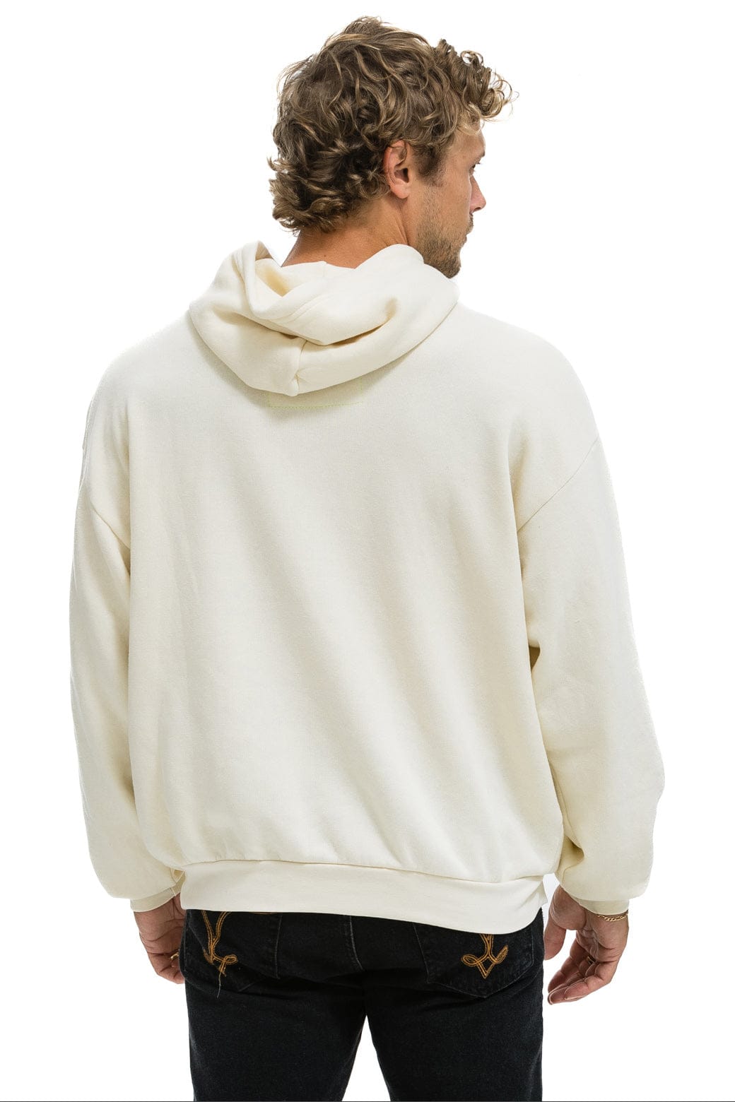 Retro CROSS STRIPE RELAXED PULLOVER HOODIE - VINTAGE WHITE BROWN