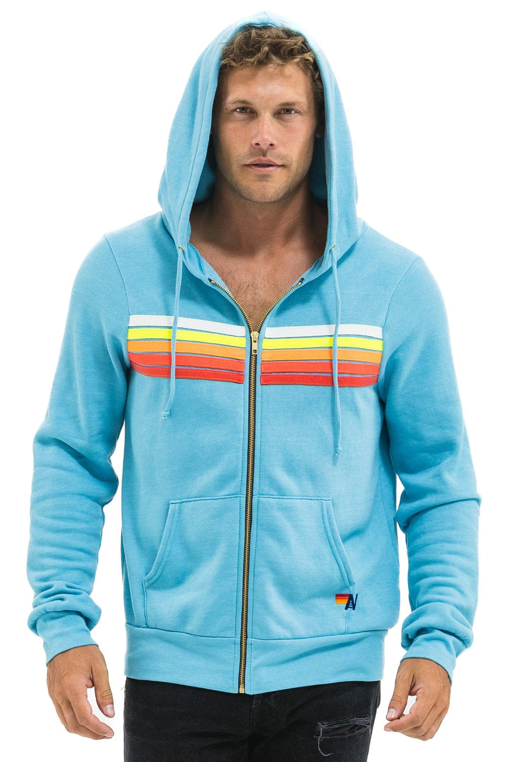 Retro 5 STRIPE HOODIE - AQUA WHITE NEON
