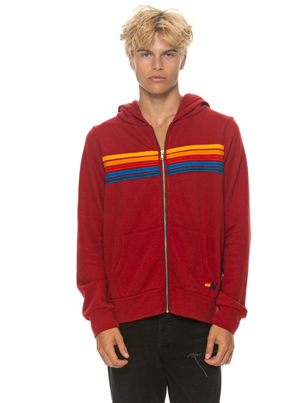 Retro 5 STRIPE HOODIE - CRIMSON