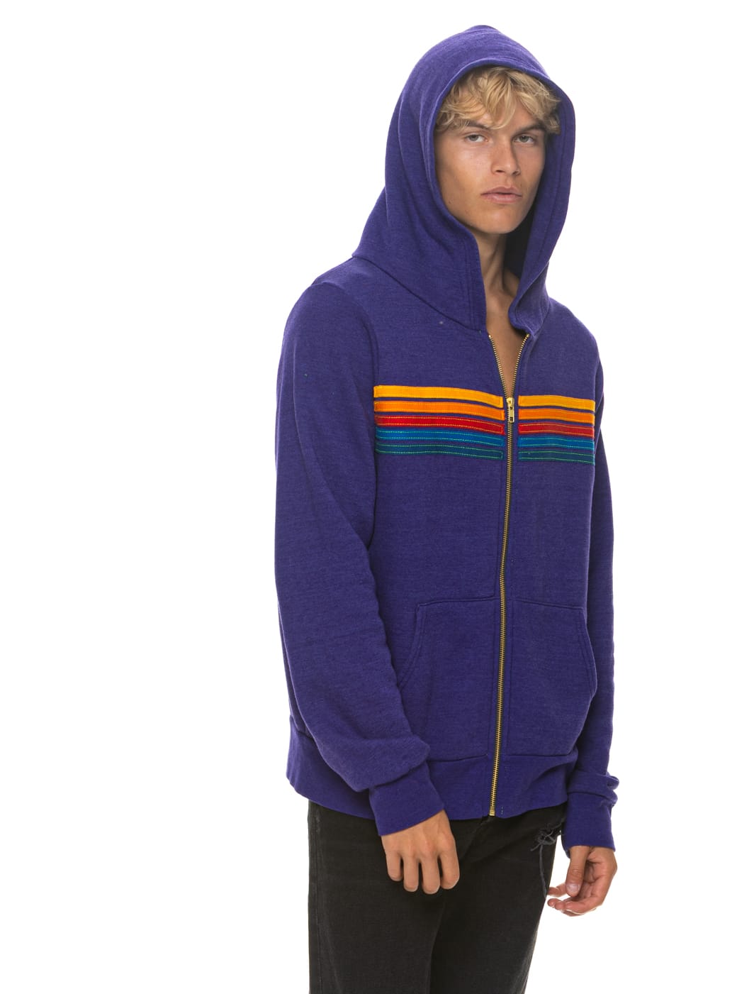 Retro 5 STRIPE HOODIE - DEEP PURPLE
