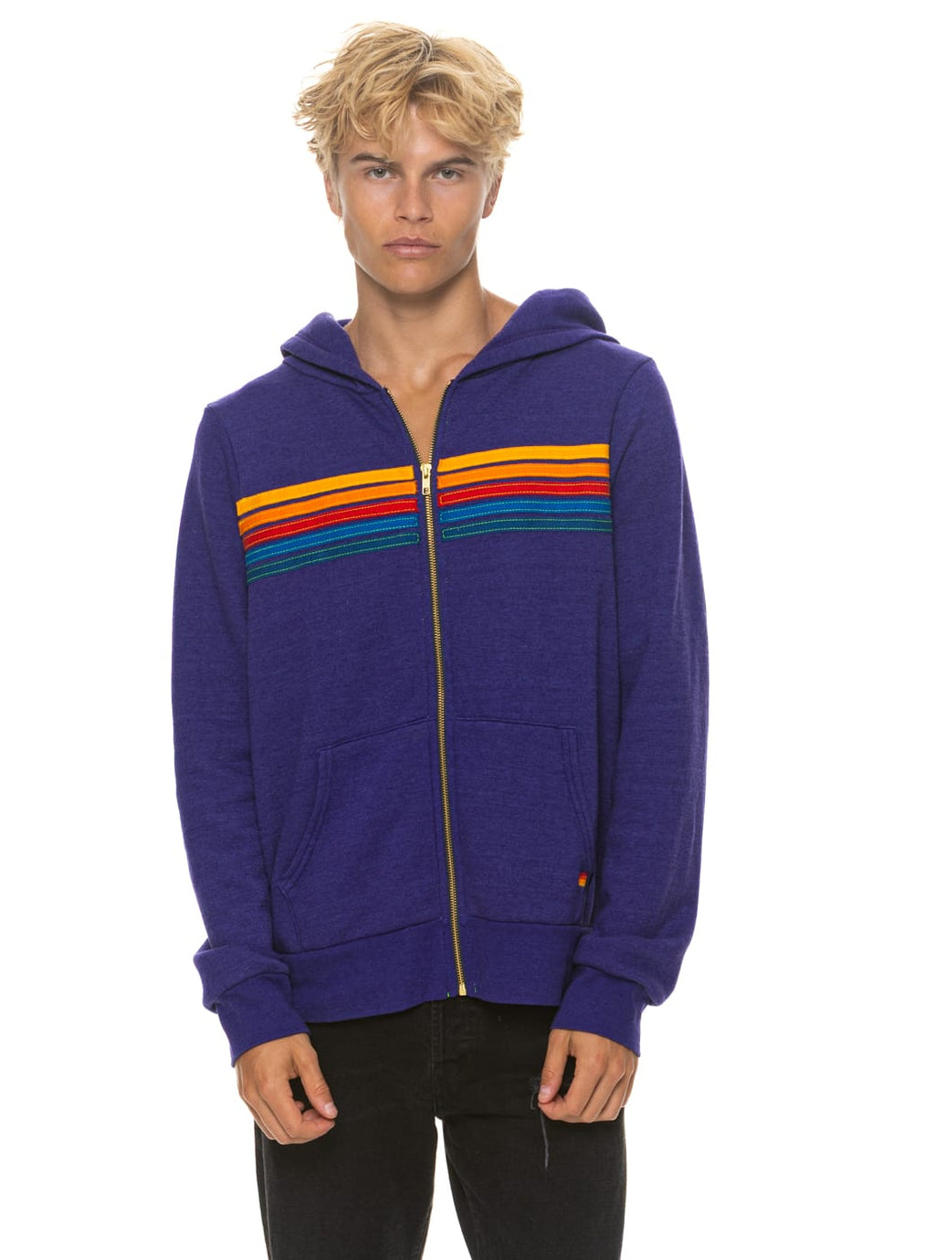 Retro 5 STRIPE HOODIE - DEEP PURPLE