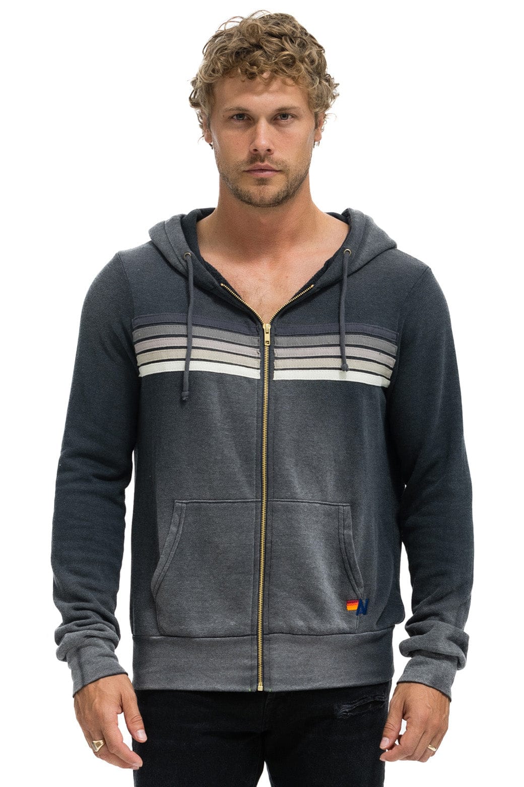 Retro 5 STRIPE HOODIE - FADED SMOKE