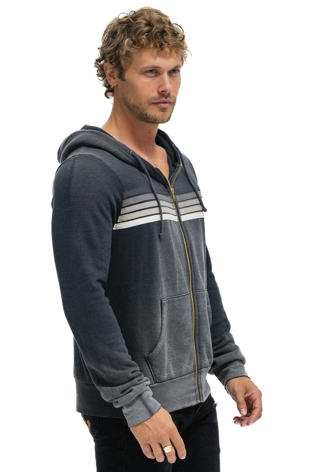 Retro 5 STRIPE HOODIE - FADED SMOKE