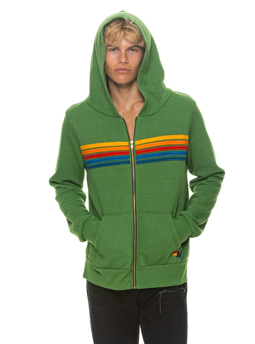 Retro 5 STRIPE HOODIE - JUNGLE GREEN