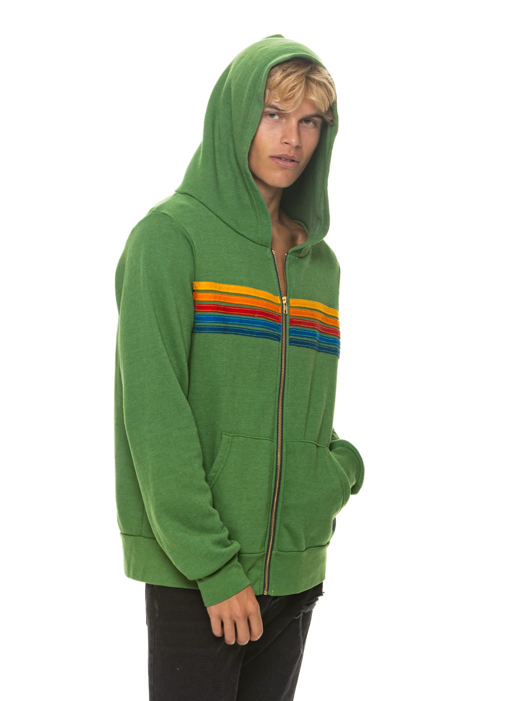 Retro 5 STRIPE HOODIE - JUNGLE GREEN