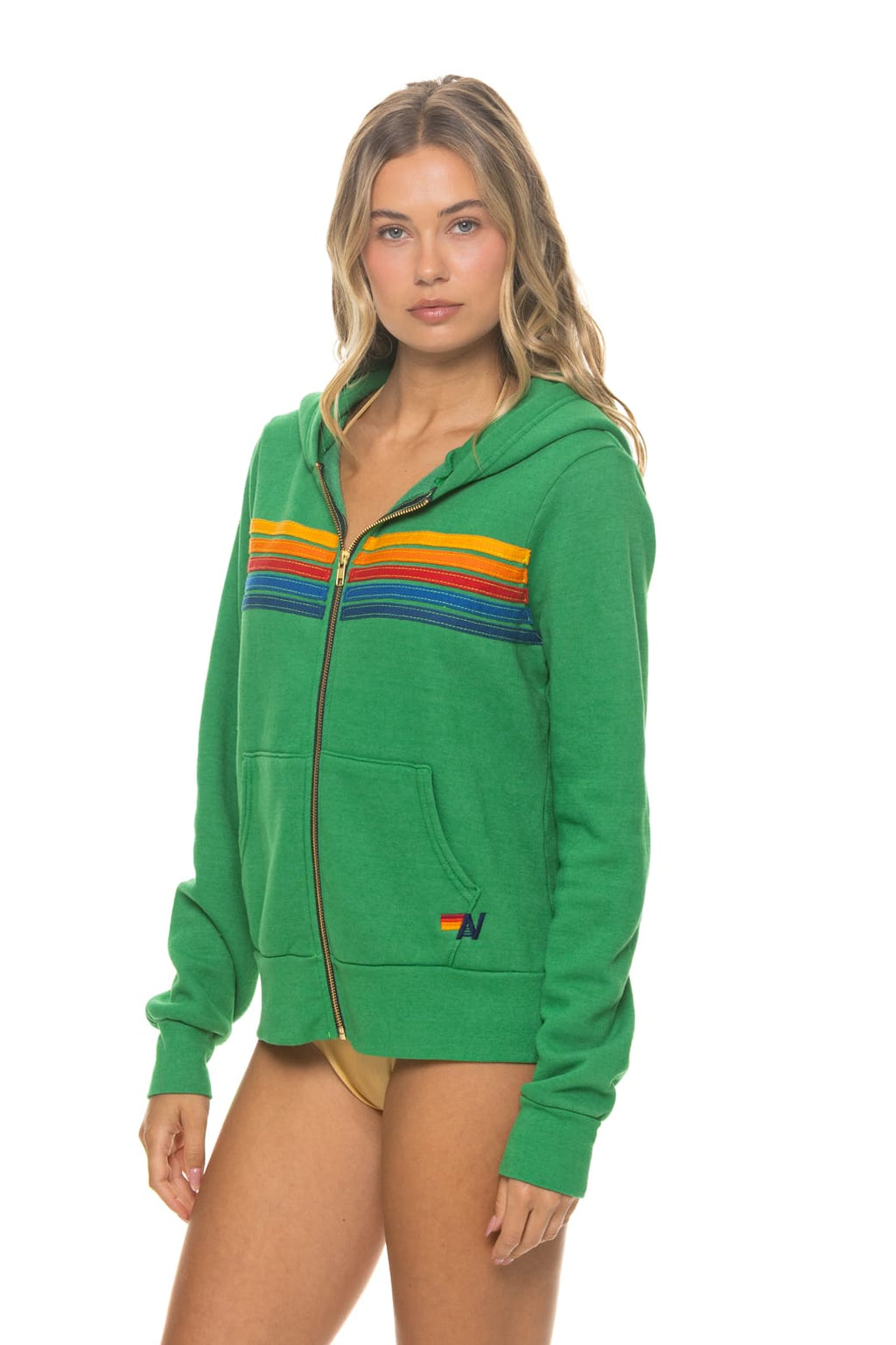 Retro 5 STRIPE HOODIE - KELLY GREEN
