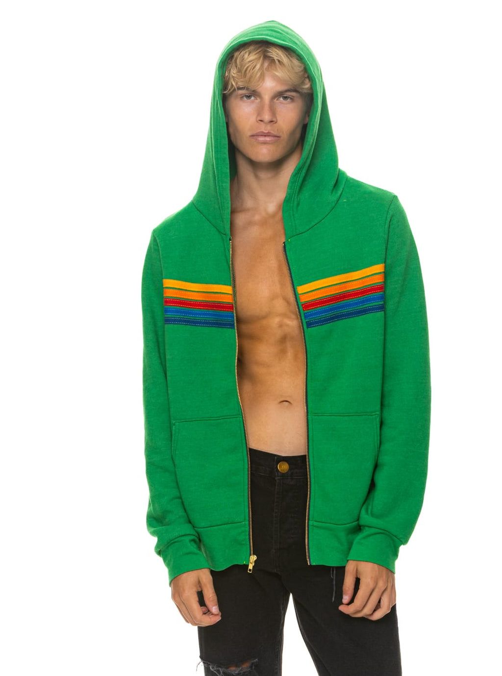 Retro 5 STRIPE HOODIE - KELLY GREEN