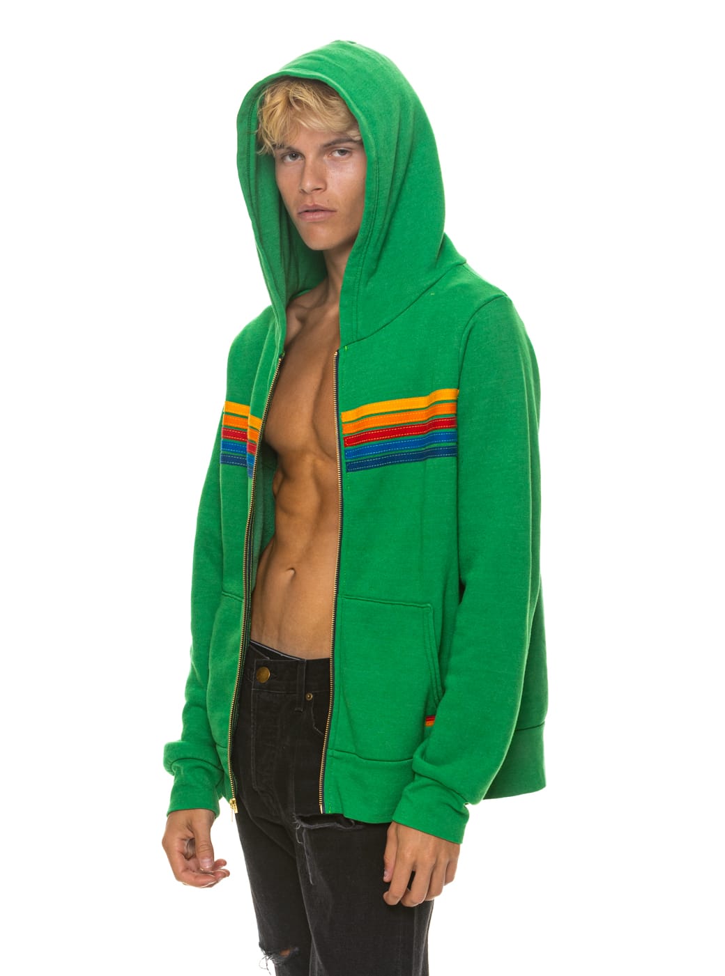 Retro 5 STRIPE HOODIE - KELLY GREEN
