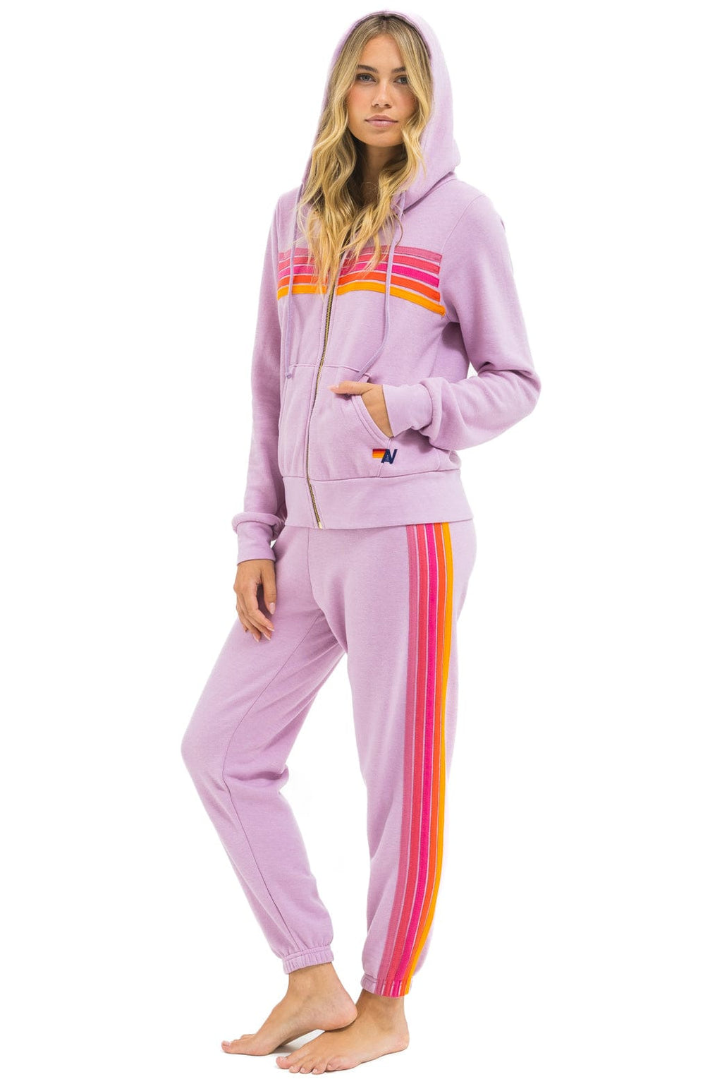 Retro 5 STRIPE SWEATPANTS - MAUVE MAGENTA ORANGE