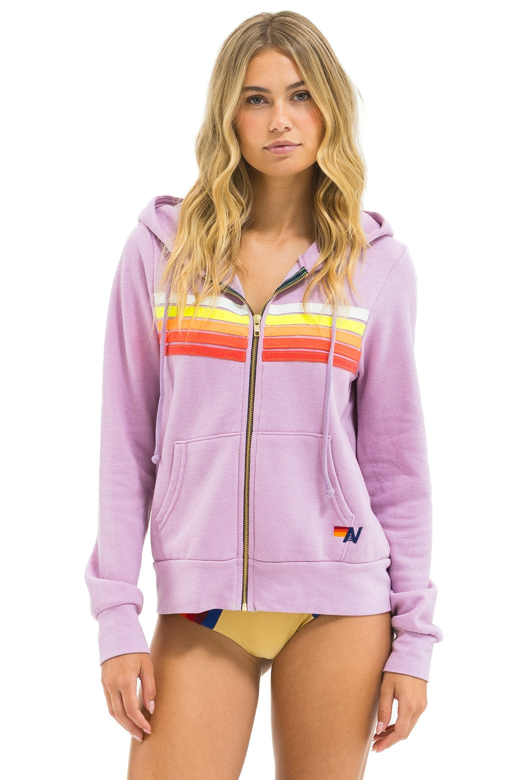 Retro 5 STRIPE HOODIE - MAUVE WHITE NEON