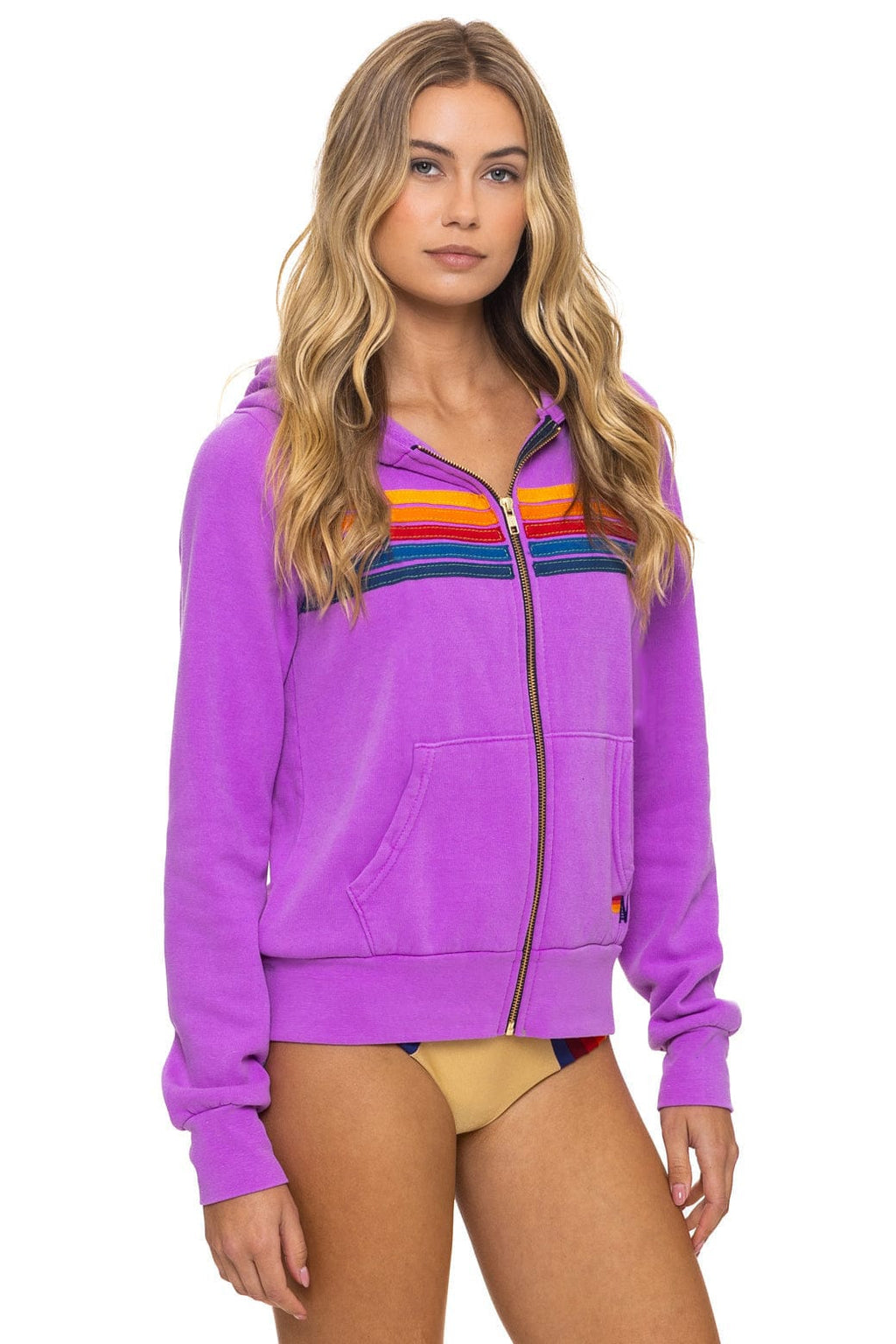 Retro 5 STRIPE HOODIE - NEON PURPLE