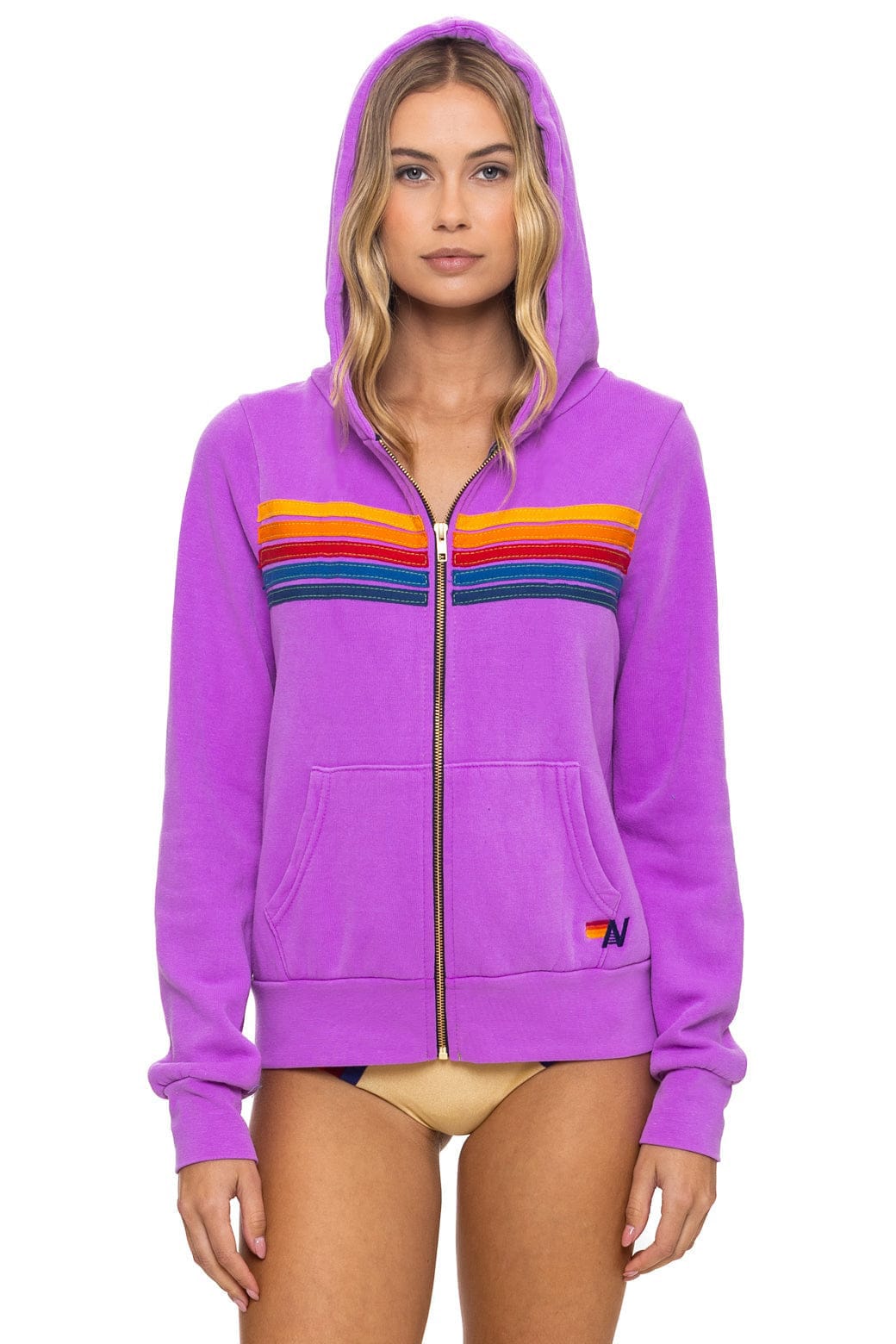 Retro 5 STRIPE HOODIE - NEON PURPLE