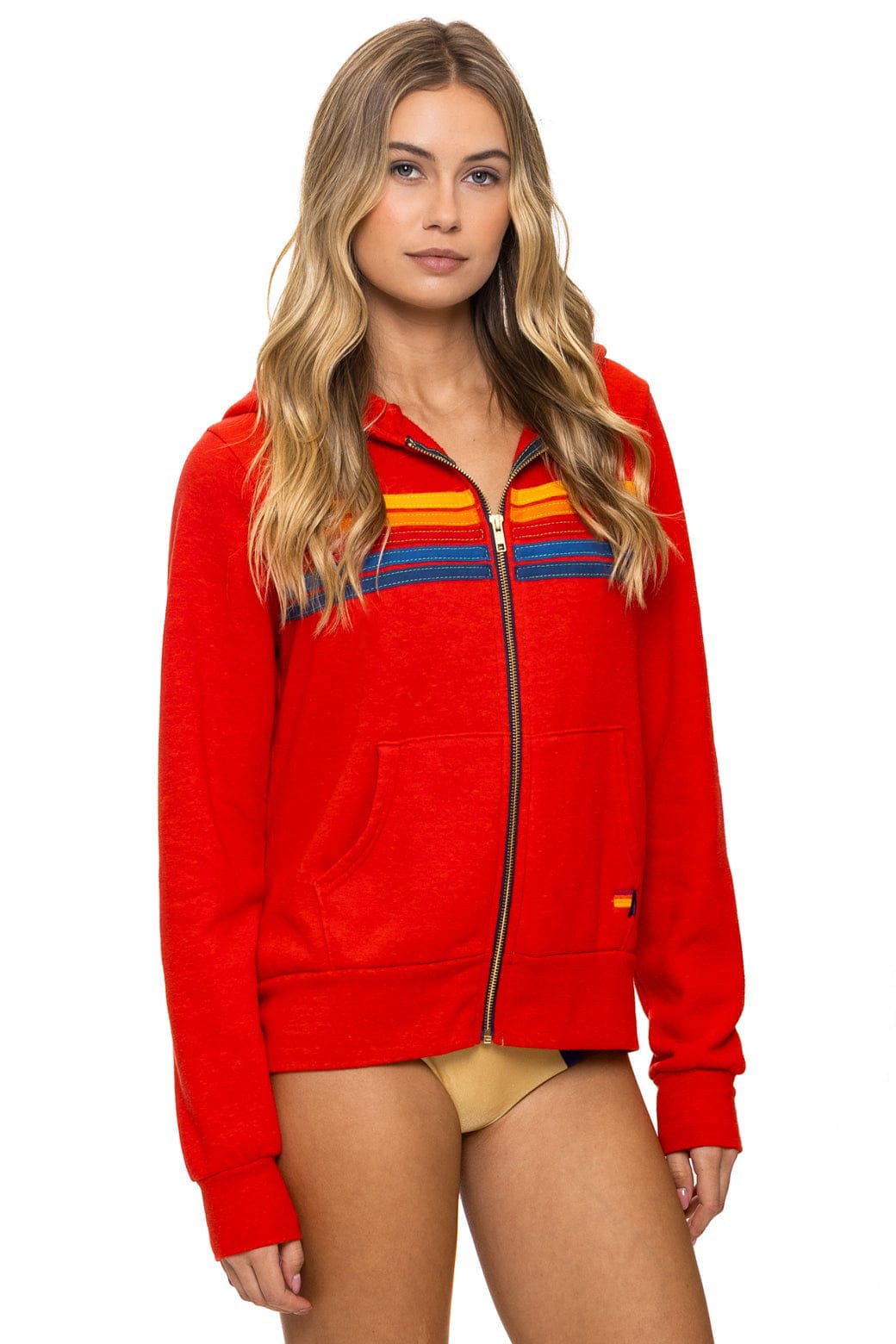 Retro 5 STRIPE HOODIE - RED