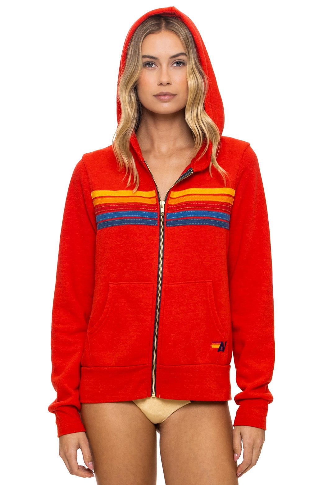Retro 5 STRIPE HOODIE - RED