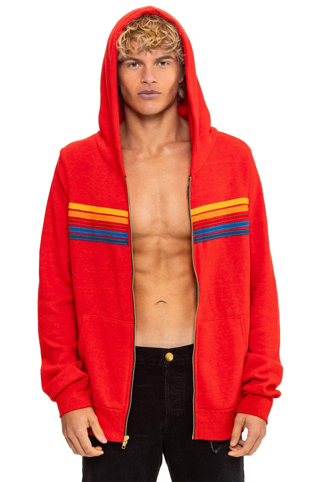 Retro 5 STRIPE HOODIE - RED