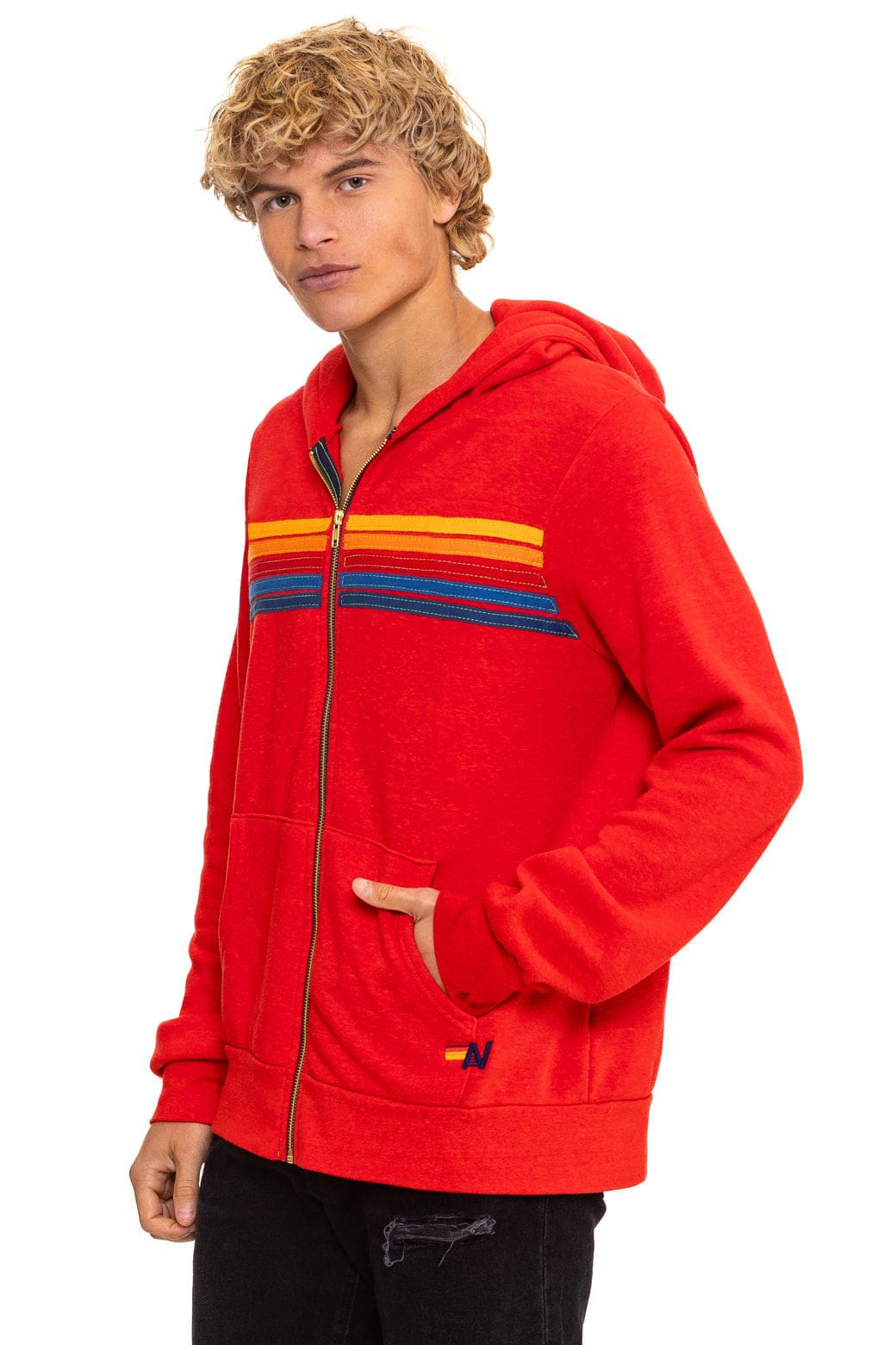 Retro 5 STRIPE HOODIE - RED