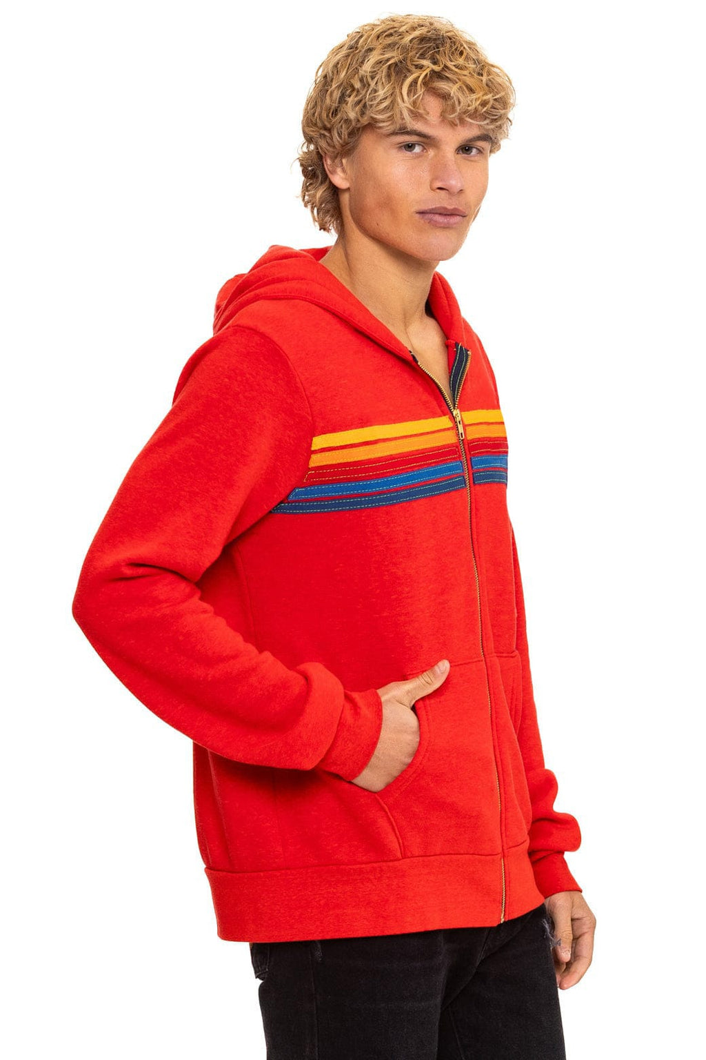 Retro 5 STRIPE HOODIE - RED