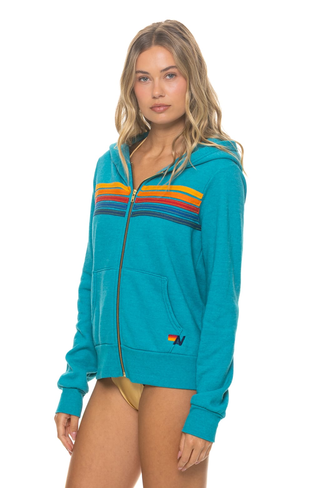 Retro 5 STRIPE HOODIE - TEAL