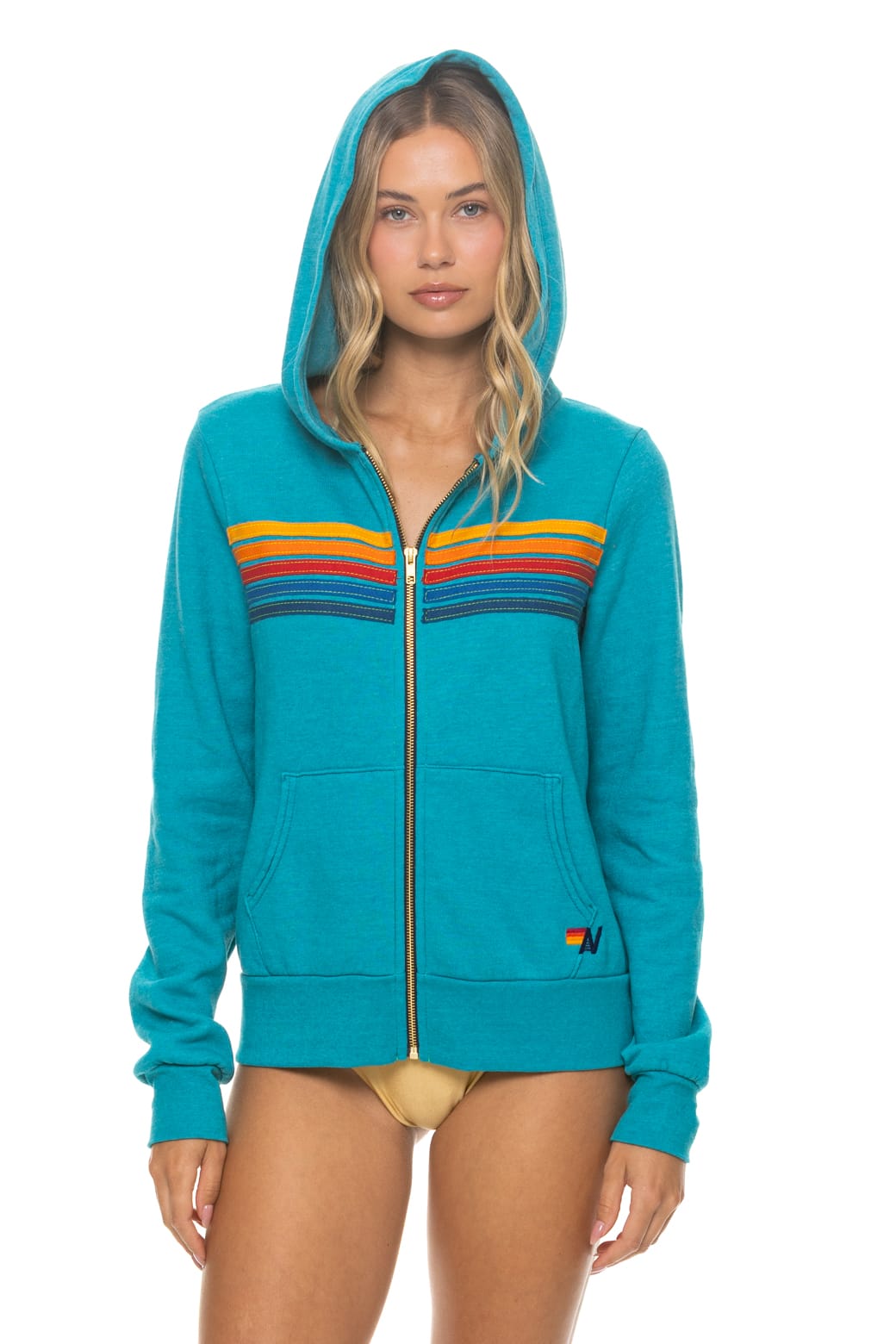 Retro 5 STRIPE HOODIE - TEAL