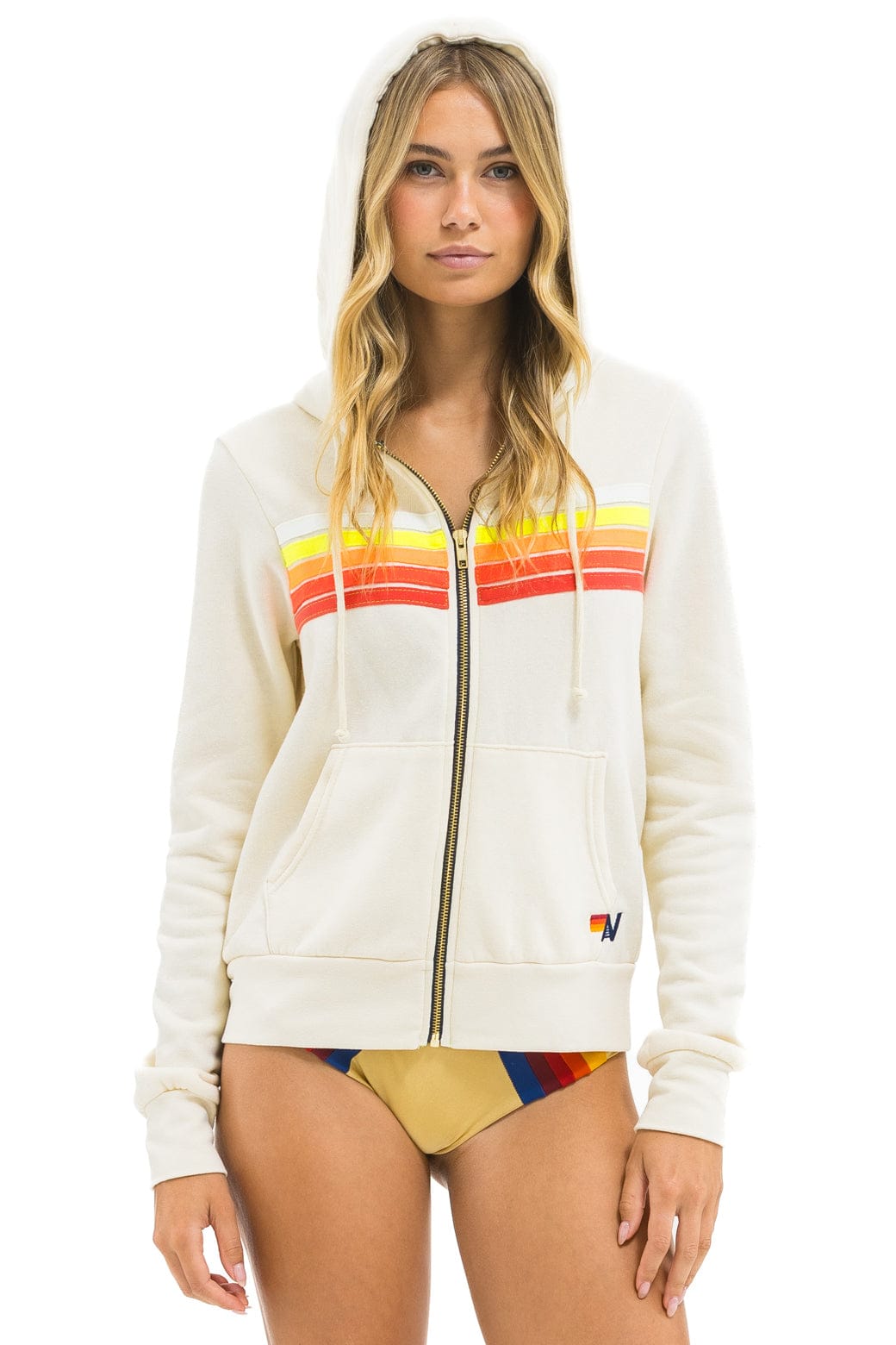 Retro 5 STRIPE HOODIE - VINTAGE WHITE WHITE NEON