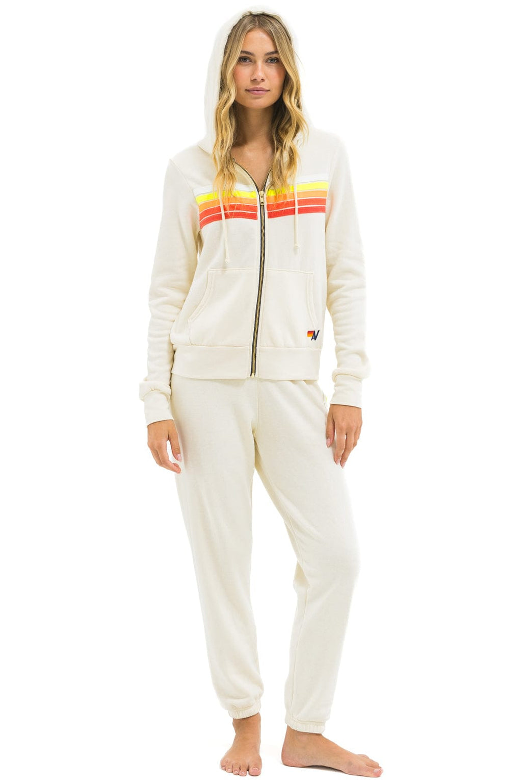 Retro 5 STRIPE HOODIE - VINTAGE WHITE WHITE NEON