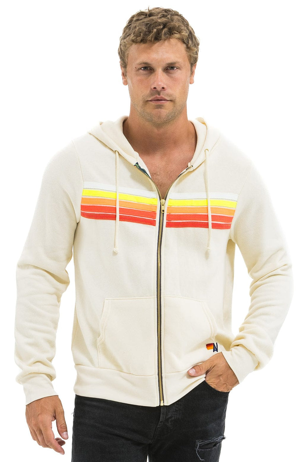 Retro 5 STRIPE HOODIE - VINTAGE WHITE WHITE NEON