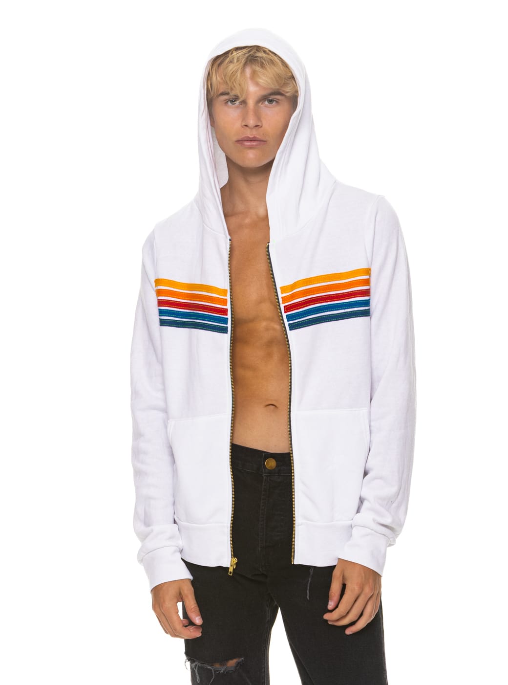 Retro 5 STRIPE HOODIE - WHITE