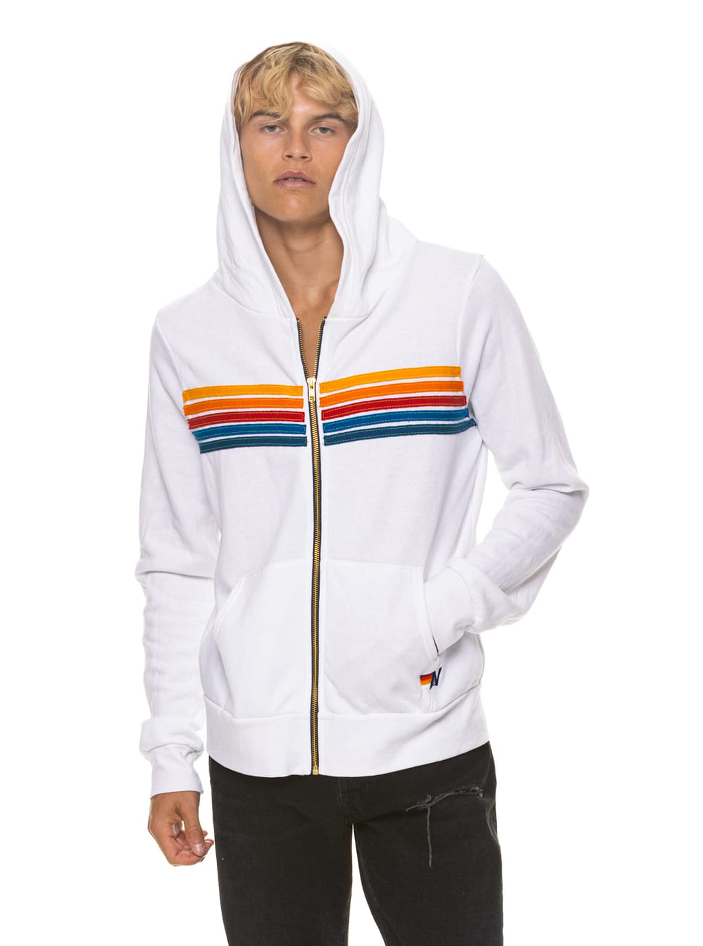 Retro 5 STRIPE HOODIE - WHITE