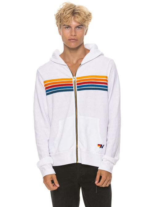 Retro 5 STRIPE HOODIE - WHITE