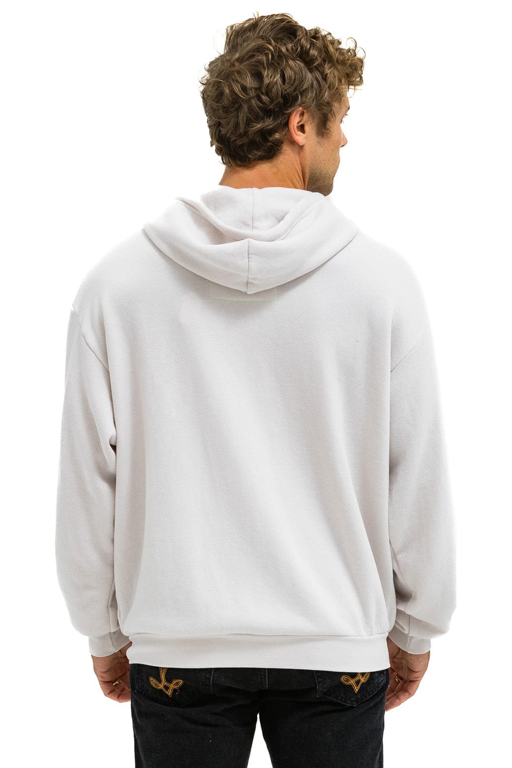 Retro 5 STRIPE RELAXED ZIP HOODIE - DOVE GREY NEON