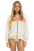 Retro 5 STRIPE RELAXED ZIP HOODIE - VINTAGE WHITE NEON