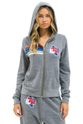 Retro TEXAS RANGERS 5 STRIPE ZIP HOODIE - HEATHER GREY USA